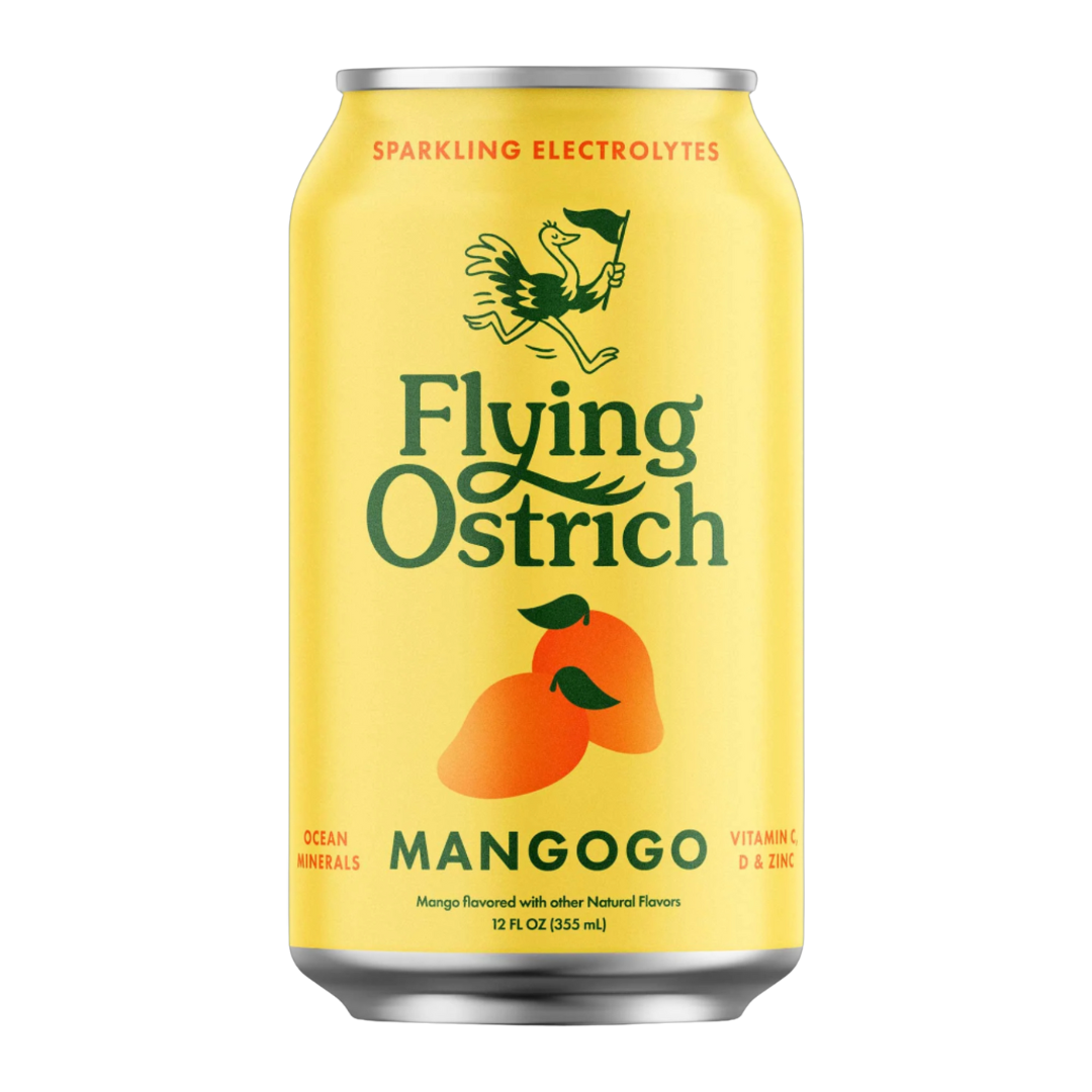 Can of Flying Ostrich Mangogo on a white background