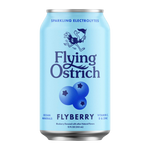 Can of Flying Ostrich Flyberry sparkling electrolytes on a white background