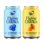 two cans of Flying Ostrich on a white background