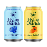 two cans of Flying Ostrich on a white background